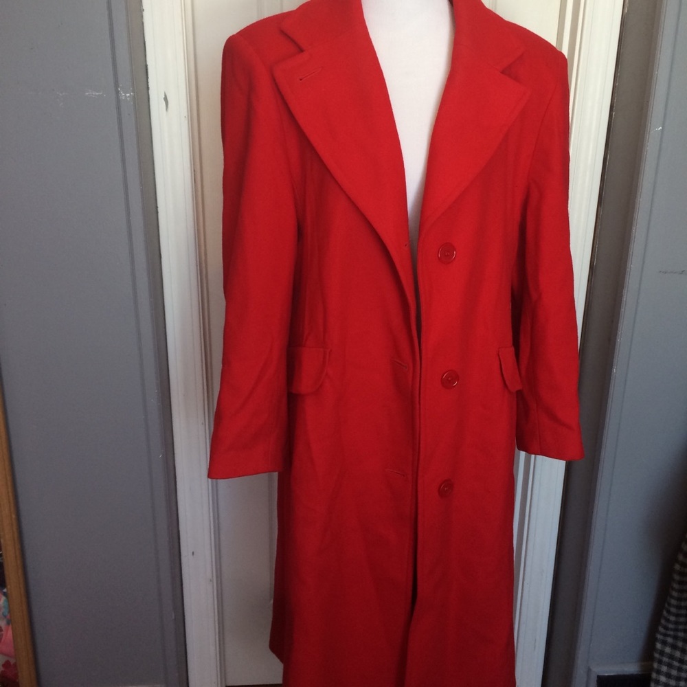 HP❣️Vintage~Red long dress peacoat red dress coat